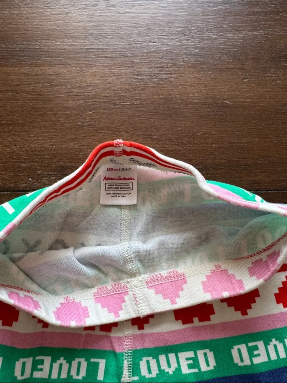 Size 6-7 Hanna Andersson loved xoxo hearts pajamas 100% organic cotton